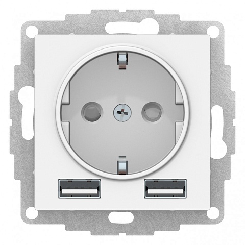 Systeme Electric AtlasDesign Лотос Розетка 16А с 2 USB A+A, 5В/2,4А, 2х5В/1,2А, механизм