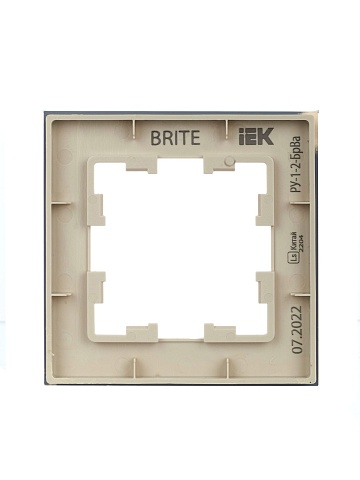 IEK BRITE Рамка 1-мест. РУ-1-2-БрВа стекло ванильный