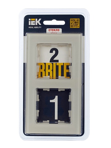 IEK BRITE Рамка 2-мест. РУ-2-2-БрВа стекло ванильный