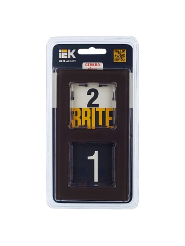 IEK BRITE Рамка 2-мест. РУ-2-2-БрТБ стекло бр.