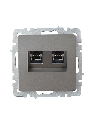 IEK BRITE BASE Сталь Розетка комп. 2-ая RJ45 кат.6 РК11-2-БрС