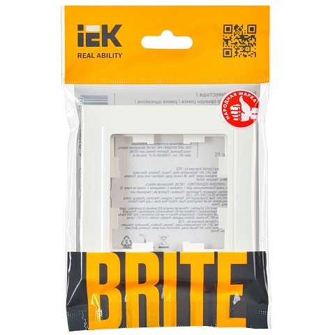 IEK BRITE Рамка 1-местная РУ-1-БрБ белый