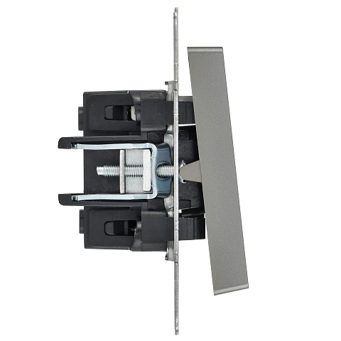 IEK BRITE Выключатель 1-клавишный с индикацией 10А ВС10-1-1-БрС сталь