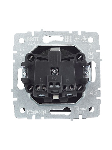 IEK BRITE Розетка 1-местная с заземлением с защитными шторками и крышкой 16А IP20 РСбш10-3-БрТБ темная бронза