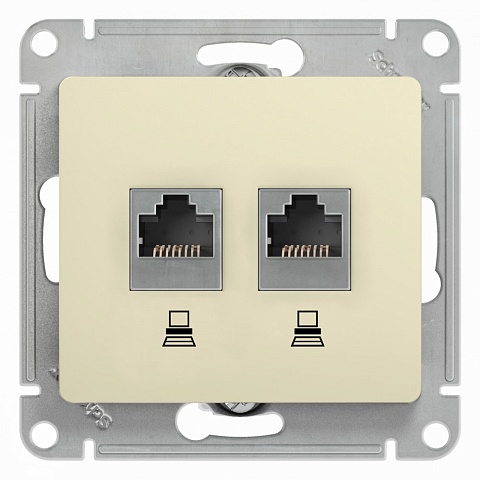 SE Glossa Беж Розетка 2-ая компьютерная RJ45+RJ45, кат.5E
