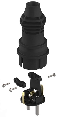 ЭРА Вилка VX13-B-IP44 каучуковая c заземлением 16А IP44 прямая черная