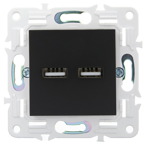 IEK SKANDY Черный Розетка USB A+A 3,1А SK-R15Bl