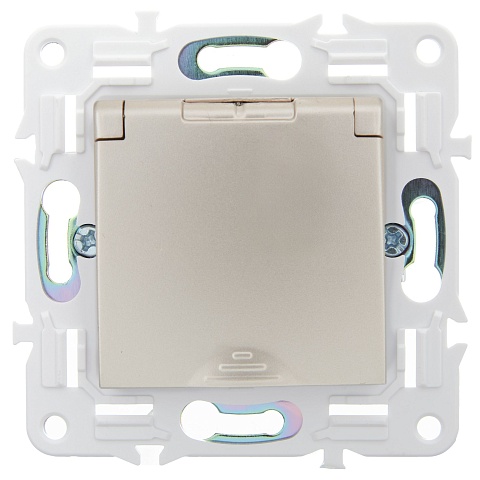 IEK SKANDY Шампань Розетка с/з с защитными шторками и крышкой 16А IP44 SK-R11Sh