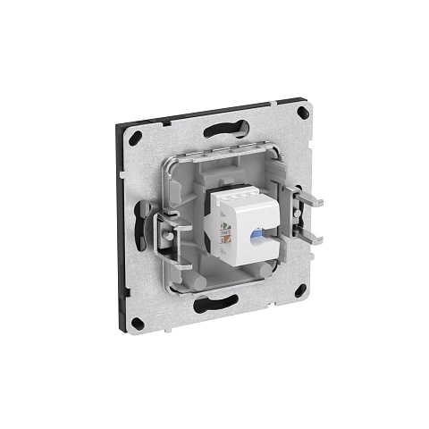 DKC KANT Компьютерная розетка RJ-45 без шторки, кат.5е одинарная, черный уголь