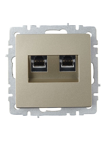 IEK BRITE BASE Шампань Розетка комп. 2-ая RJ45 кат.6 РК11-2-БрШ