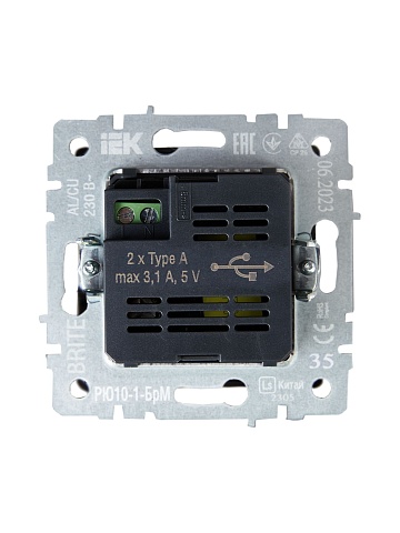 IEK BRITE Роз. USB A+A 3,1А РЮ10-1-БрМ мар.