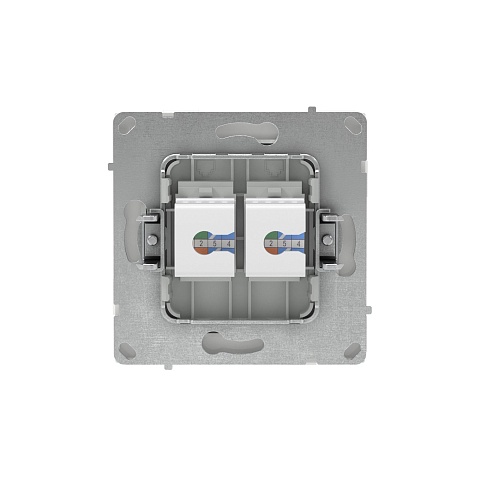 DKC KANT Компьютерная розетка RJ-45 без шторки, кат.6А двойная, белая магнолия