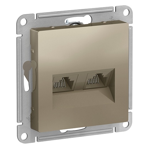 SE AtlasDesign Шампань Розетка двойная компьютерная RJ45+RJ45, кат.5E, механизм