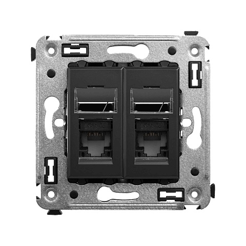 DKC Avanti Черный матовый Компьютерная розетка RJ-45 двойная  категория 6А