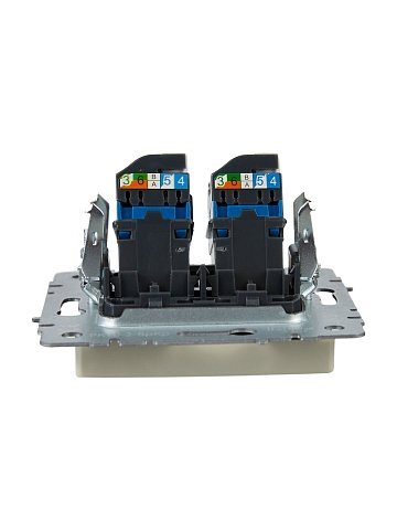 IEK BRITE BASE Бежевый Розетка комп. 2-ая RJ45 кат.6 РК11-2-БрКр