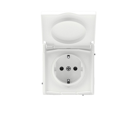 DKC KANT Розетка силовая, 2P+E, с з/ш, с крышкой, IP44, белая магнолия