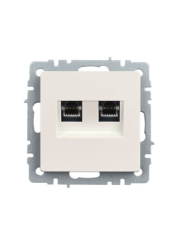 IEK BRITE Розетка компьютерная двойная кат.5E RJ45 РК10-2-БрЖ жемчуг