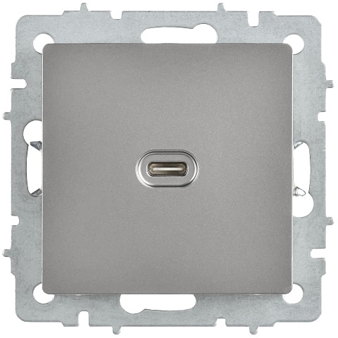 IEK BRITE Роз. USB C 65Вт высокоскор. зар. РЮ12-1-БрС сталь