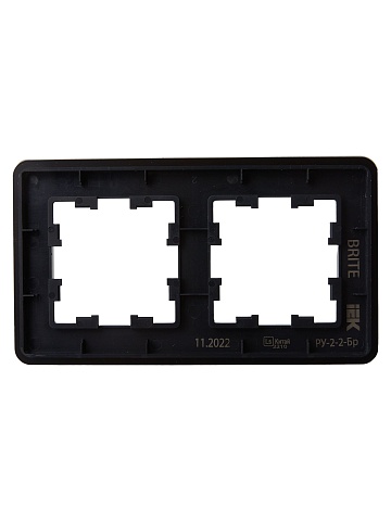 IEK BRITE DECOR Черный матовый стекло скругл.угол Рамка 2-мест. РУ-2-2-Бр RE