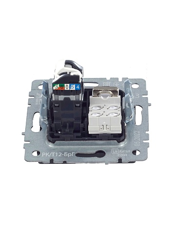 IEK BRITE Розетка двойная RJ11+RJ45 кат.5E РК/Т12-БрГ графит