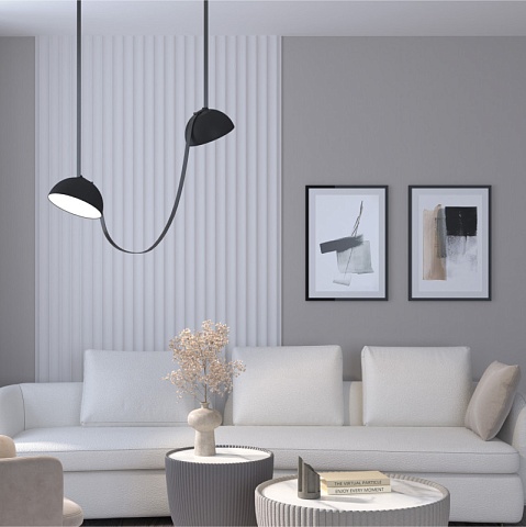 Denkirs DK5561-BK Трековый светильник Belty Flow со светодиодом d220mm H117mm 48V 24W 120° 3000K IP20 черный алюминий