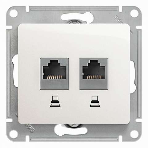 SE Glossa Перламутр Розетка 2-ая компьютерная RJ45+RJ45, кат.5E