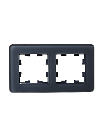 IEK BRITE DECOR Графит матовый стекло скругл.угол Рамка 2-м РУ-2-2-Бр RE