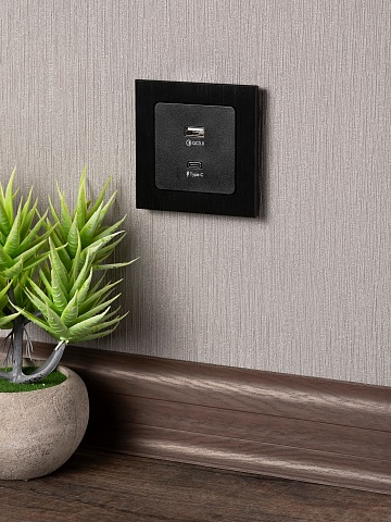 EKF PROxima Стокгольм Черный Розетка с 2USB type A+C
