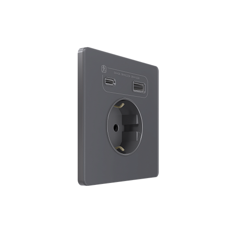 Systeme Electric Systeme Infinity Вулканический пепел Розетка с заземлением со шт. с USB А+С 20Вт