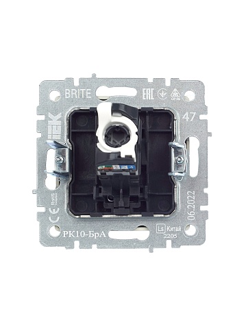 IEK BRITE Розетка компьютерная RJ45 кат.5E РК10-БрА алюминий