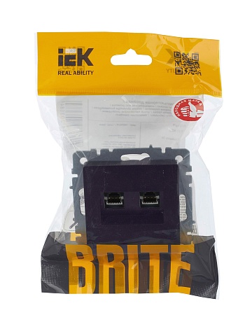 IEK BRITE Розетка компьютерная двойная RJ45 кат.5E РК10-2-БрЧ черный