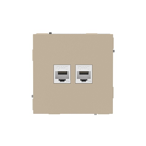 DKC KANT Компьютерная розетка RJ-45 без шторки, кат.5е двойная, ванильный марципан
