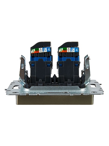 IEK BRITE BASE Шампань Розетка комп. 2-ая RJ45 кат.6 РК11-2-БрШ