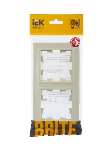 IEK BRITE Рамка 2-местная РУ-2-БрКр бежевый