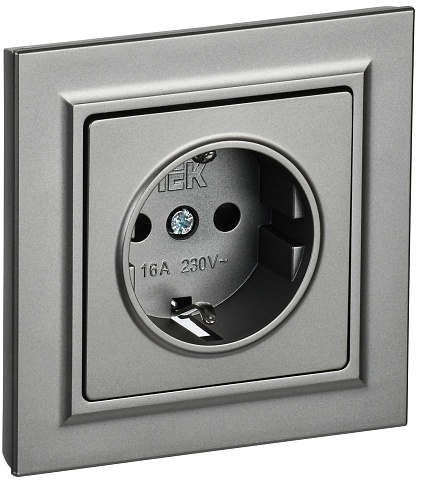 IEK BRITE Сталь Розетка с з/к/ш 16А в сборе РСР14-1-0-БрС