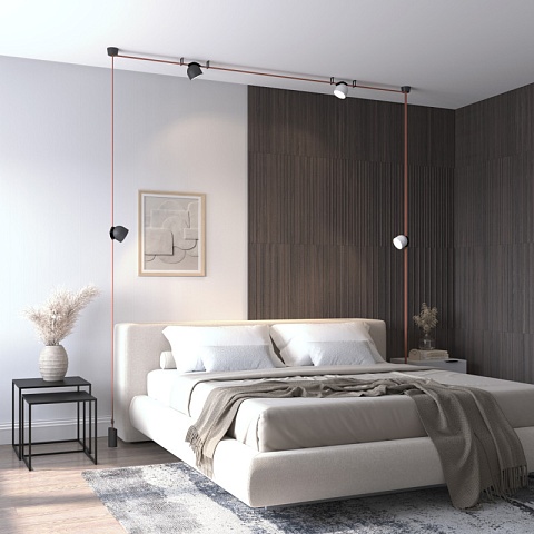 Denkirs DK5543-BK Поворотный трековый светильник Belty Spot со светодиодом d100mm H107mm 48V 12W 120° 3000K IP20 черный алюминий
