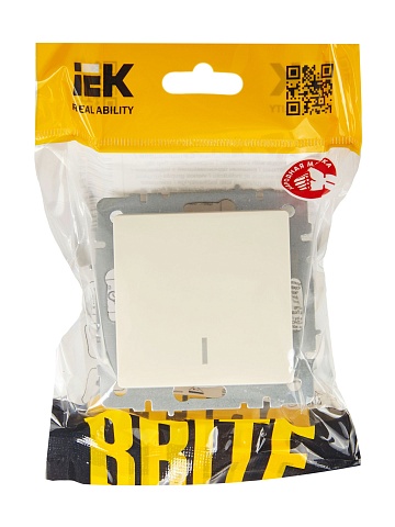 IEK BRITE Выключатель 1-клавишный с индикацией 10А ВС10-1-1-БрКр бежевый