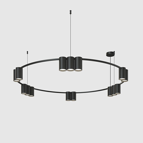 Denkirs DK4067-BK Подвесной светильник ORBIT, IP20, 15xGU10 LED до 15 Вт, черный матовый, алюминий