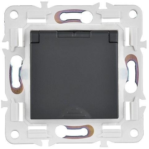 IEK SKANDY Графит Розетка с/з с защитными шторками и крышкой 16А IP44 SK-R11G