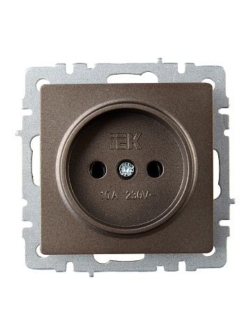 IEK BRITE Розетка 1-местная без заземления без защитных шторок 10А РС10-1-0-БрТБ темная бронза