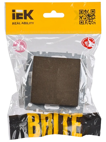 IEK BRITE Выключатель 1-клавишный самовозвратный 10А ВС10-1-4-БрТБ темная бронза