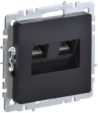IEK BRITE BASE Черный Розетка комп. 2-ая RJ45 кат.6 РК11-2-БрЧ
