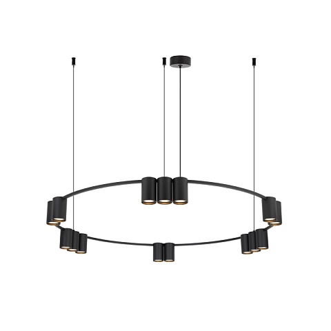 Denkirs DK4067-BK Подвесной светильник ORBIT, IP20, 15xGU10 LED до 15 Вт, черный матовый, алюминий
