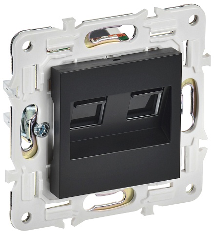 IEK SKANDY Черный Розетка компьютерная двойная RJ45 кат.5E SK-K03Bl