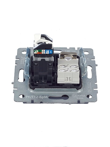 IEK BRITE Розетка двойная RJ11+RJ45 кат.5E РК/Т12-БрМ маренго