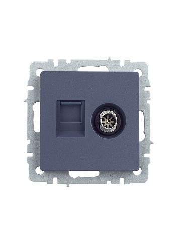 IEK BRITE Розетка двойная TV+RJ45 кат.5E РТВ/РК12-БрМ маренго