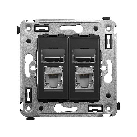 DKC Avanti Черный матовый Компьютерная розетка RJ-45 двойная  категория 5e экранированная
