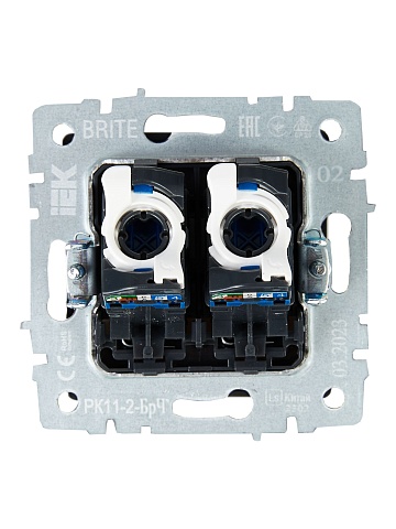 IEK BRITE BASE Черный Розетка комп. 2-ая RJ45 кат.6 РК11-2-БрЧ
