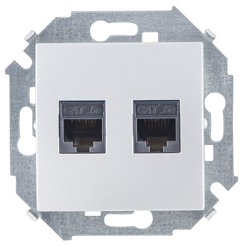 Simon 15 Алюминий Розетка компьютерная двойная 2хRJ45 кат.5e (AMP)