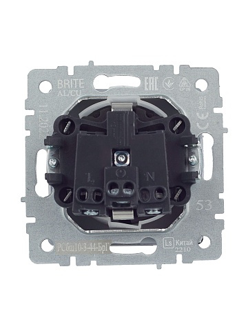 IEK BRITE Розетка 1-местная с заземлением с защитными шторками и крышкой 16А IP44 РСбш10-3-44-БрГ графит
